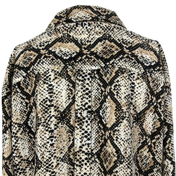 The Limited Shirt Women XLP Petite Beige Black Snake Print Chiffon Button Up Top - Picture 5 of 9